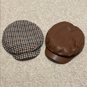 Zara Plaid and Brown Newsboy Caps Big Kids One Size